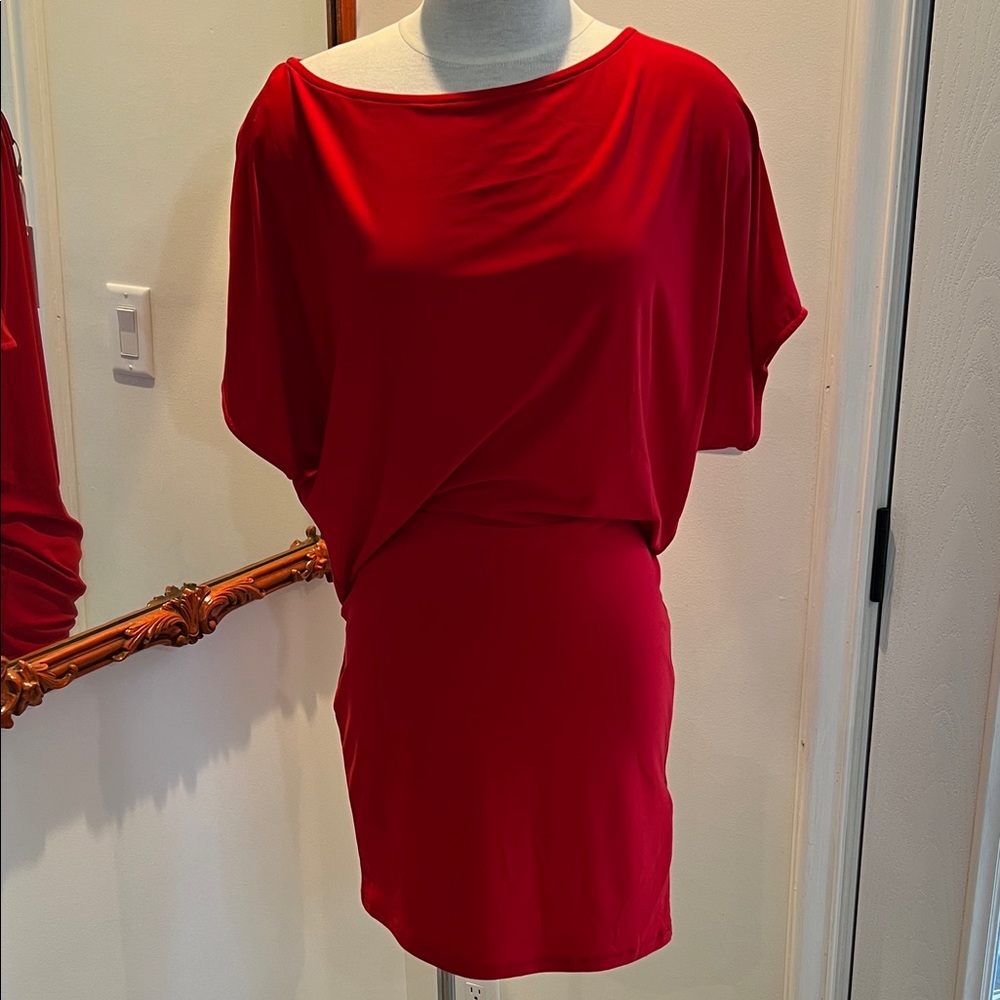 Elegant Red Draped Dress